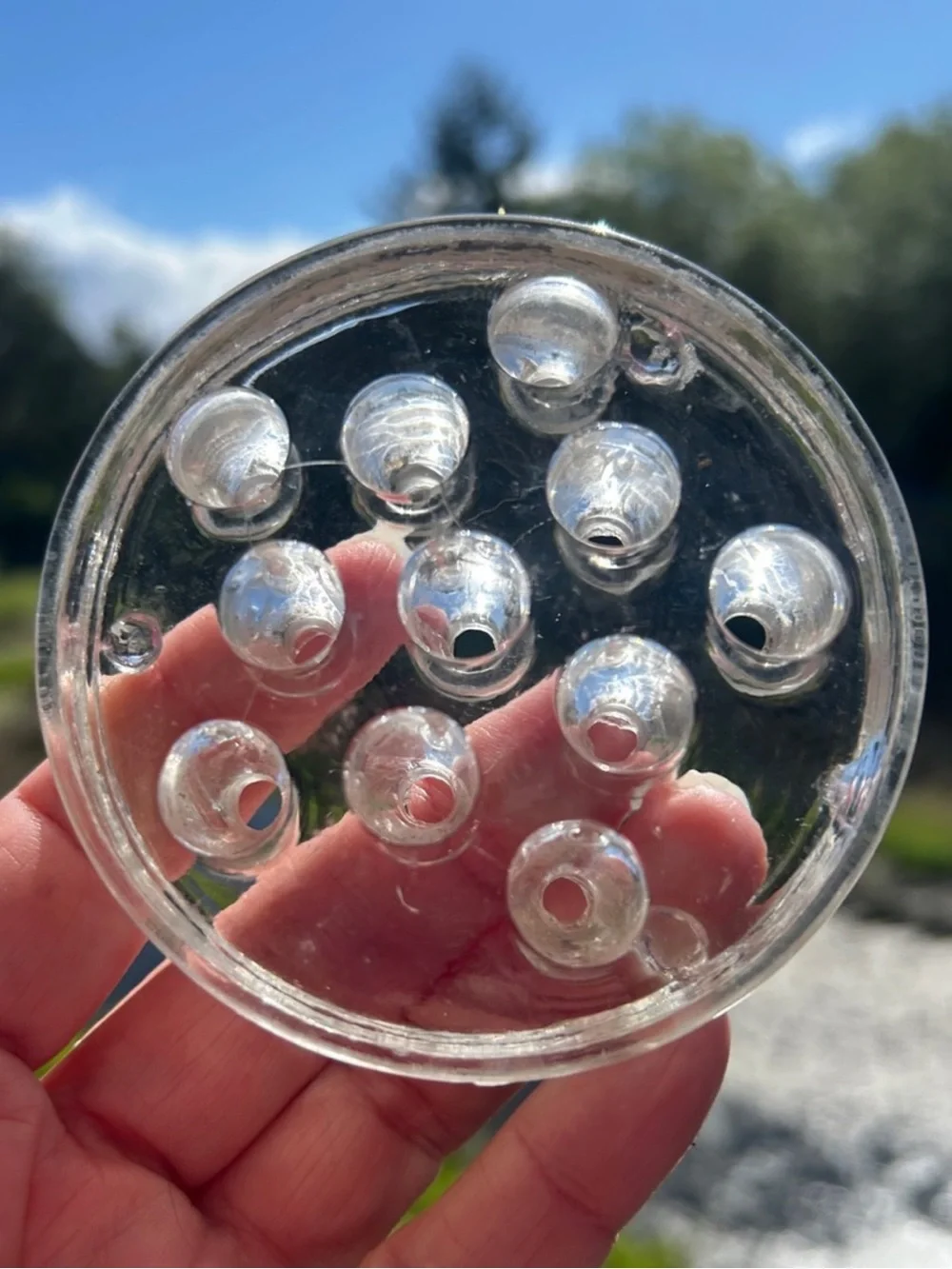 Clear Glass Flower Frog Vase Insert 11 Holes